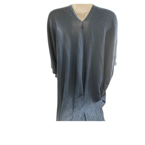 Navy Blue Fringe Shawl - Picture 3 of 5